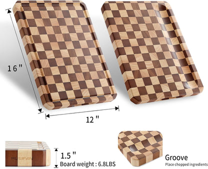 Acacia Wood Cutting Boards for Kitchen-Large Wooden Cutting Boards for Chopping Meat, Cheese, Fruits, and Vegetables