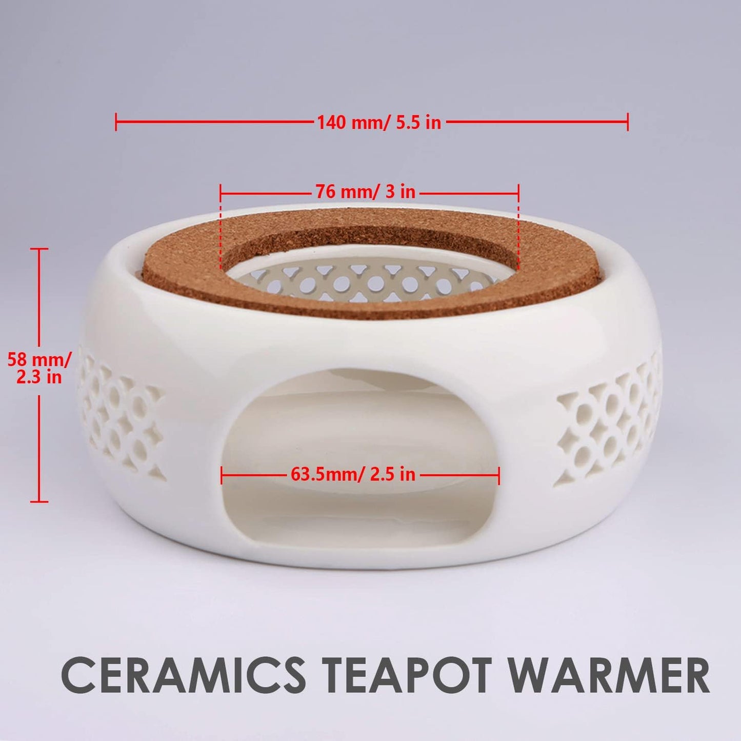 Teapot Warmer, Ceramic Teapot Heater with Cork Cushion Coffee Tea Warmer for Glass, Stainless Steel, Ceramic Teapot and Other Heatproof Dish Warming Use