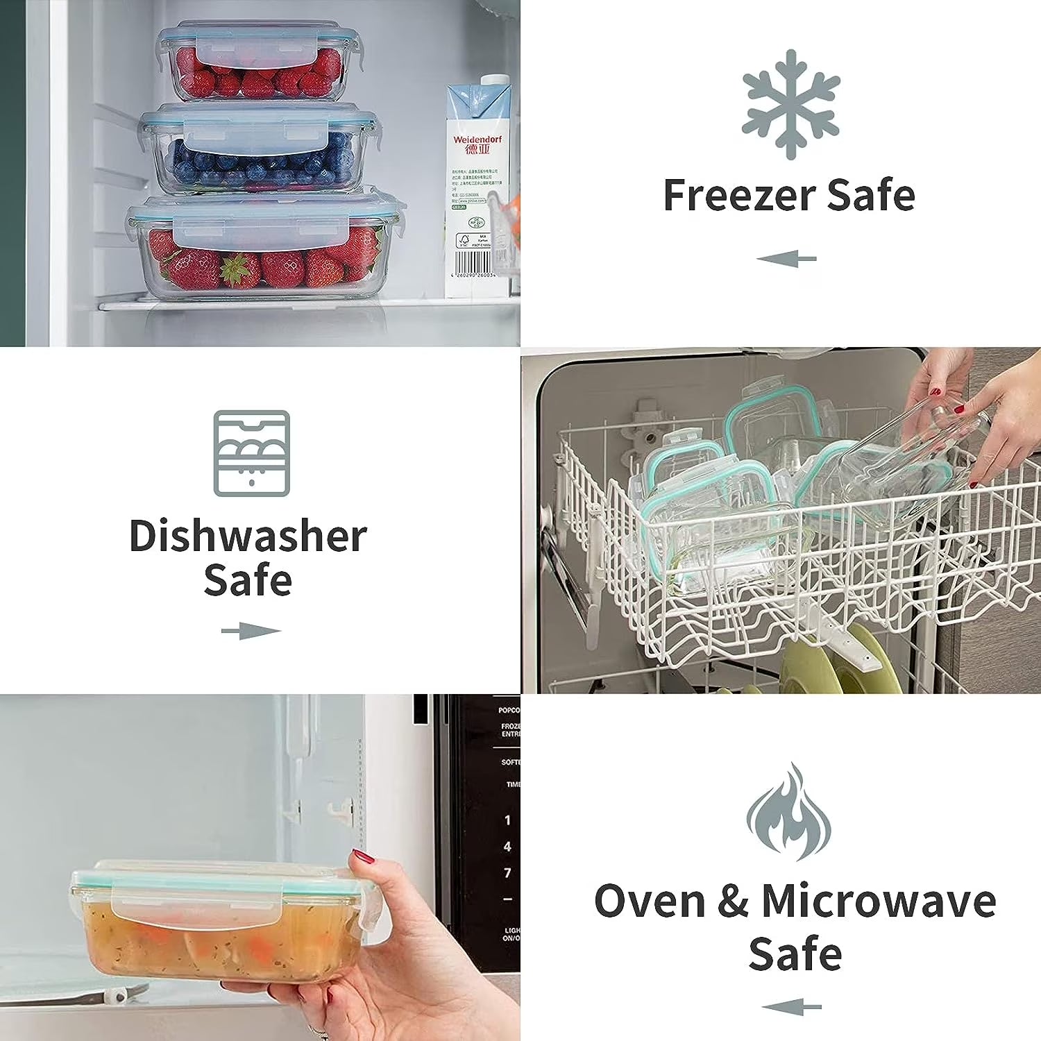 15 Packs Glass Food Storage Container with Airtight Lids,Stackable Square Meal Prep Containers for Kitchen Freezer,Round Glass Lunch Box