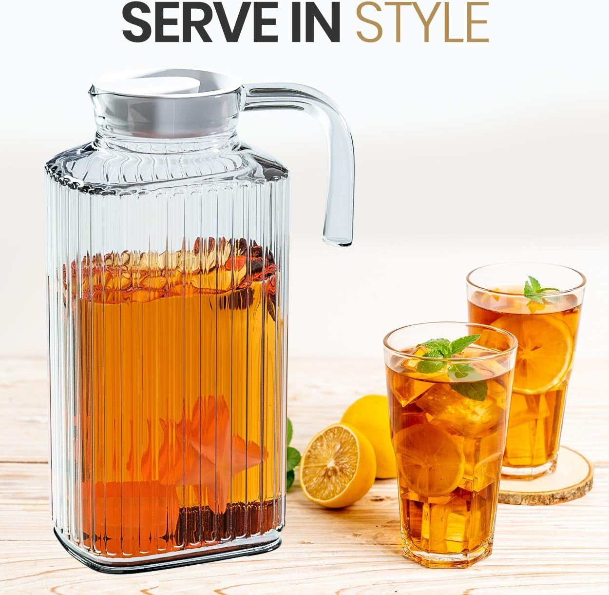 Fridge Pitcher – 60 OZ. Glass Water Fridge Pitcher with Lid by  Practical and Easy to Use Fridge Pitcher Great for Lemonade, Iced Tea, Milk, Cocktails and More Beverages.