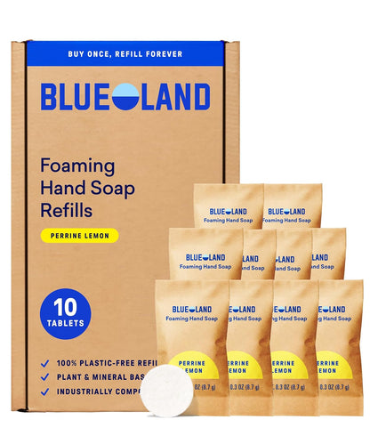 Foaming Hand Soap Refill Tablets, 10-Pack, Perrine Lemon Scent, Eco Friendly Cleaning Products, 10 X 9 Fl Oz