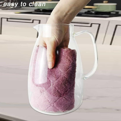 Glass Pitcher with Lid,68 Oz Water Pitcher for Hot Cold Drinks,Glass Water Pitch