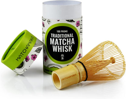 Premium Matcha Green Tea Whisk - 100 Prong -  Traditional Japanese Bamboo Matcha Whisk - Green Tea, Matcha Latte, Matcha Ceremonial Powder, Matcha Tea - the Perfect Matcha Ceremony Whisk