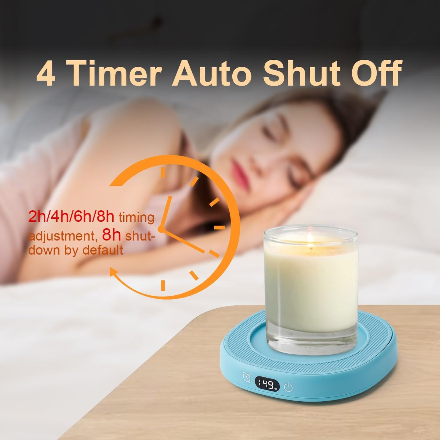 Coffee Mug Warmer & Cute Cat Mug Set, Candle Mug Warmer for Home & Office, Electric Smart Coffee Warmer for Desk, Beverage Tea Coffee Cup Warmer with 3-Temp Settings, 8H Auto Shut Off, Blue