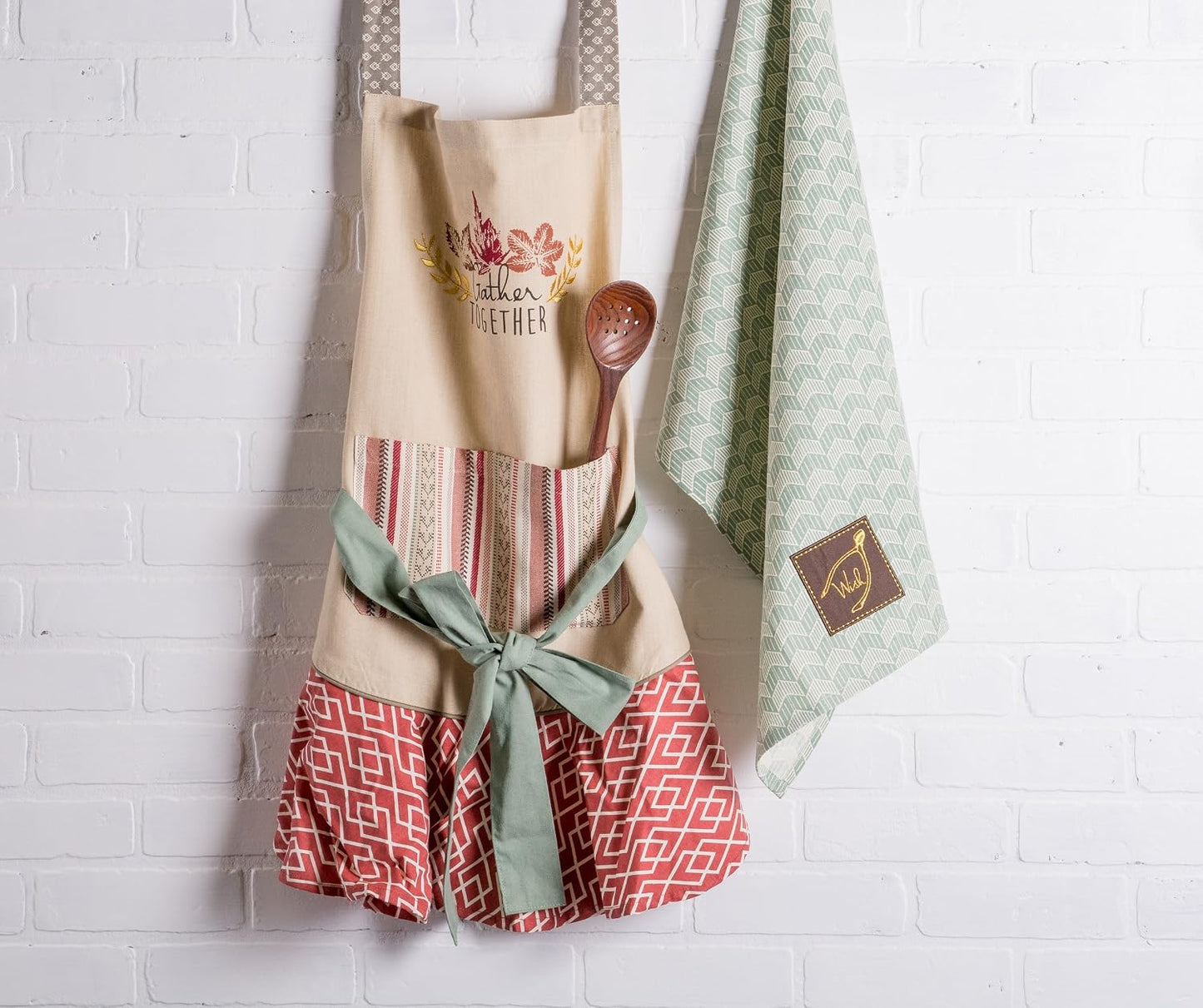 Women'S Fall & Thanksgiving Kitchen Apron, Adjustable Long Waist Ties, Gather Together