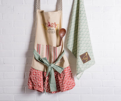 Women'S Fall & Thanksgiving Kitchen Apron, Adjustable Long Waist Ties, Gather Together