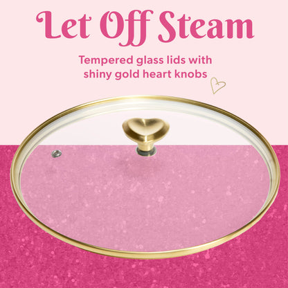 10-Piece Ceramic Nonstick Cookware Set with Pots & Pans, Clean Ceramic™ Coating, Faceted Pink Design