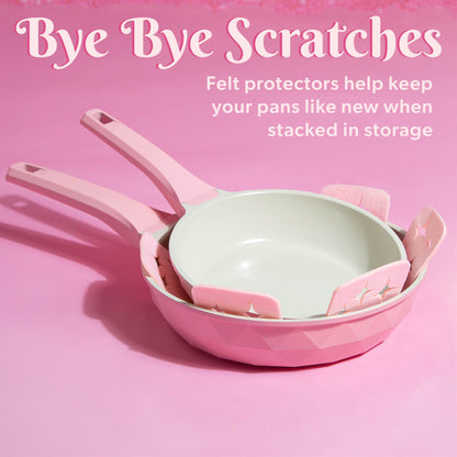 10-Piece Ceramic Nonstick Cookware Set with Pots & Pans, Clean Ceramic™ Coating, Faceted Pink Design