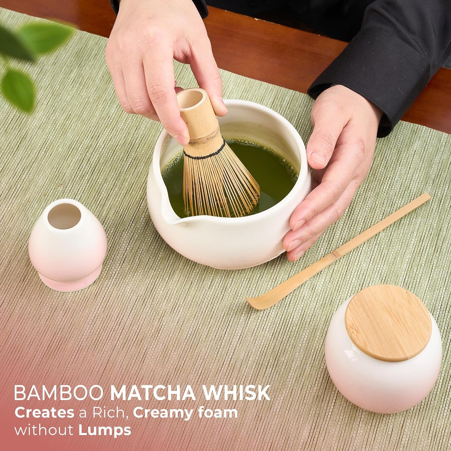 8Pcs Matcha Whisk Set - Matcha Whisk Set with Ceramic Matcha Bowls | Japanese Tea Set | Matcha Shaker | Matcha Making Kit | Matcha Set | Pink Matcha Kit