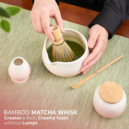8Pcs Matcha Whisk Set - Matcha Whisk Set with Ceramic Matcha Bowls | Japanese Tea Set | Matcha Shaker | Matcha Making Kit | Matcha Set | Pink Matcha Kit